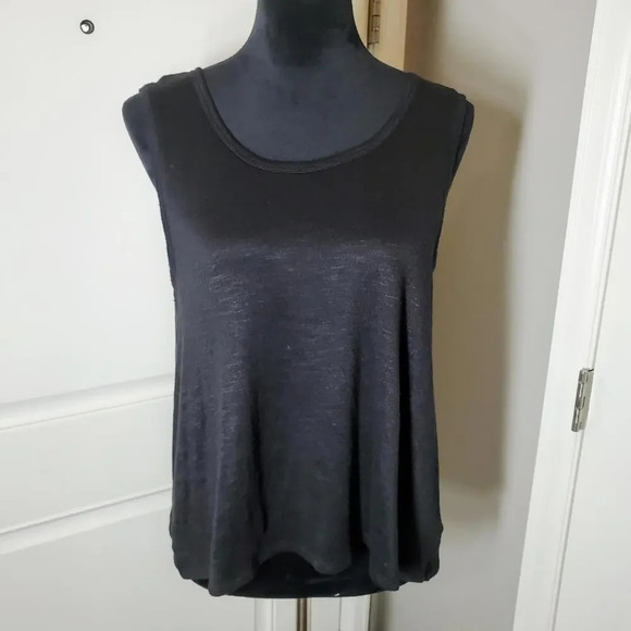 Victoria's Secret Black Women's Cropped Open Back Tank Top Size Large EUC - Picture 1 of 15